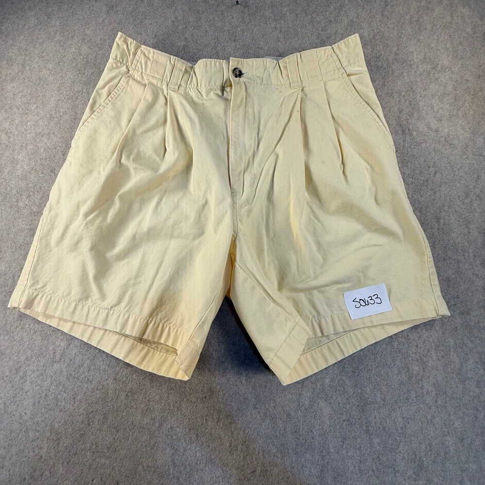 Salty Dog Gant Mens Pleated Chino Shorts Yellow Cotton Size 34
